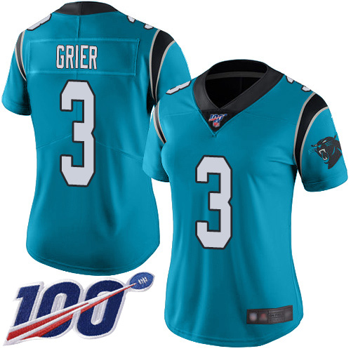 Carolina Panthers Limited Blue Women Will Grier Alternate Jersey NFL Football 3 100th Season Vapor Untouchable